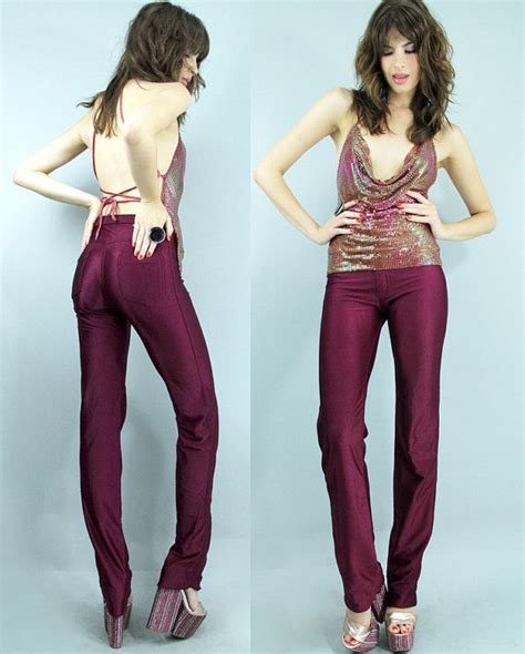Please click to find body measurement information. 70s DISCO Maroon SPANDEX CIGARRETE Pants // Flexatard ...