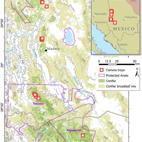 Map Of The Four Sites In The Sierra Madre Occidental Ranges Of Northern