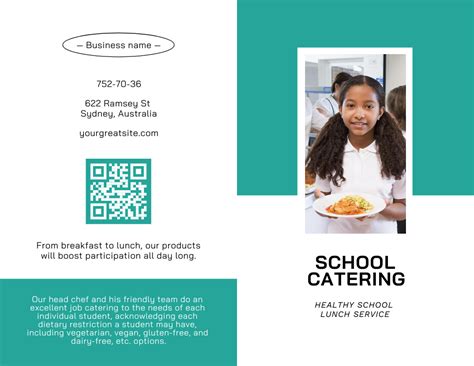 School Food Ad With Schoolgirl In Canteen Online Brochure Template