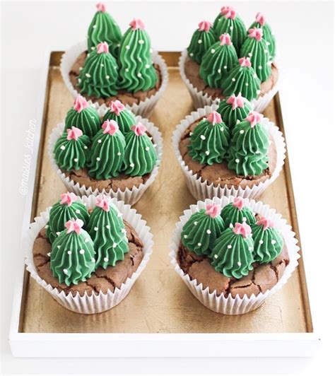 Cactus Cupcakes 🌵couldnt Resist Piping These Cuties Onto My Chocolate