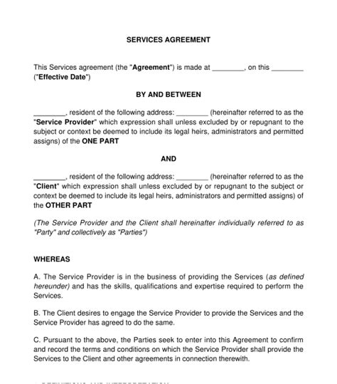 Services Agreement Sample Template Word And Pdf