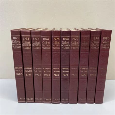 1970s Set Of 10 Colliers Encyclopedia Yearbooks 1971 1980 Covers Year