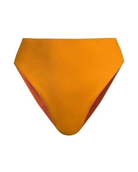 Cala De La Cruz Synthetic Lulu High Waisted Bikini Bottom In Orange Lyst