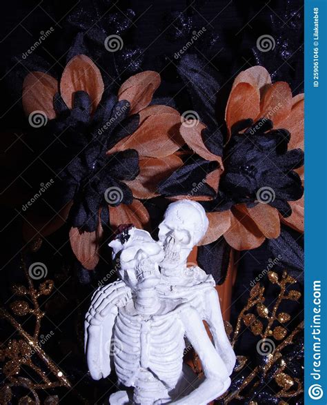 Halloween Wedding Flowers Skeleton Couple Orange And Black With Black