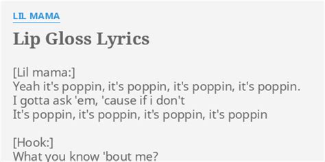 Lip Gloss Lyrics By Lil Mama Yeah It S Poppin It S