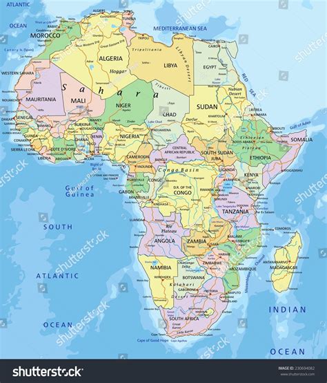 Africa Highly Detailed Editable Political Map With Separated Layers