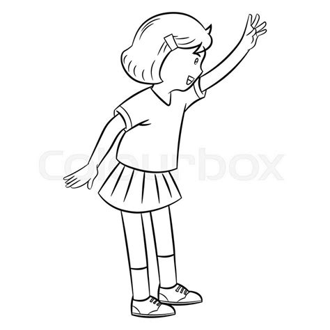 Girl Waving Hands Hand Drawn Simple Stock Vector Colourbox