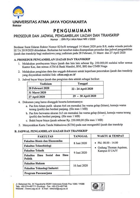 Prosedur Dan Jadwal Pengambilan Ijazah Dan Transkrip Fakultas My Xxx