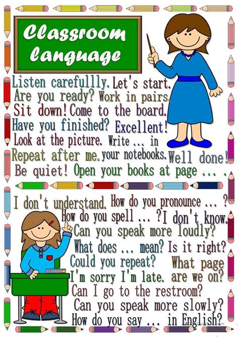 Classroom Language Poster English Esl Worksheets For