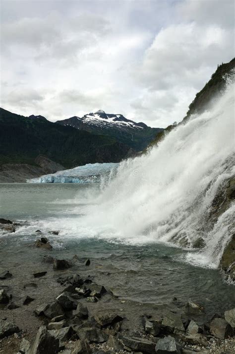 Nugget Falls Mendenhall Glacier Juneau Alaska Stock Image Image Of