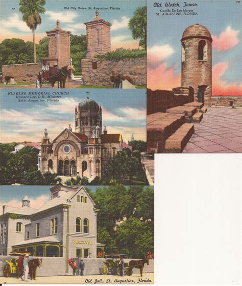 St Augustine Linen Postcard Collection Vintage Postcards Florida
