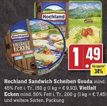 Hochland Sandwich Scheiben Gouda Oder Vielfalt Ecken Angebot Bei Scheck