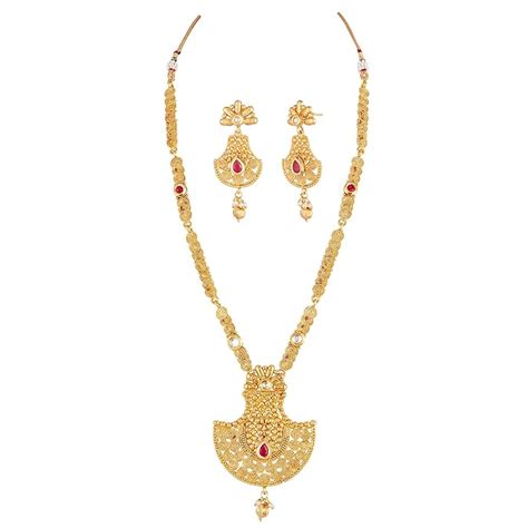 buy apara golden jalebi design necklace set for women at