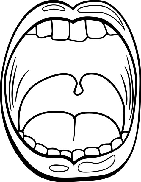 Expression du visage drôle, la bouche ouverte avec la langue. Coloriage Bouche et langue à imprimer sur COLORIAGES .info