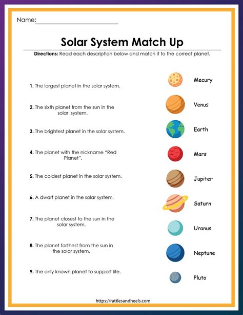 Grade Solar System Planets Worksheet
