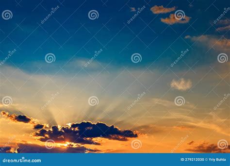 Real Amazing Panoramic Sunrise Or Sunset Sky With Gentle Colorful