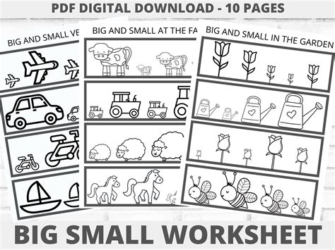 Big Small Worksheet Comparison Worksheet Preschool Etsy