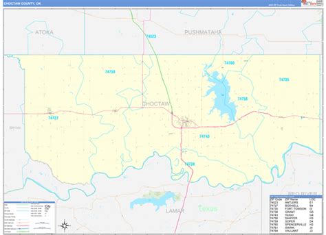 Choctaw County Ok 5 Digit Zip Code Maps Basic