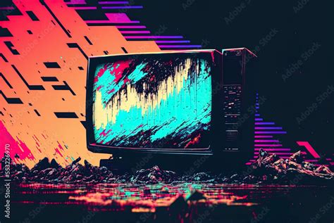 Glitch Backdrop Abstract Glitchy Technology Vintage Vhs Video Wallpaper 4k Generative Ai Stock