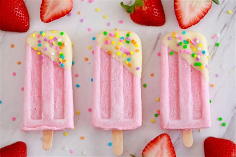 Carefully remove the popsicles from the mold and serve. Strawberry Milk Popsicles - Gemma's Bigger Bolder Baking