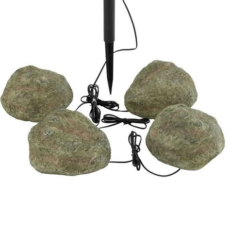 Splitt kieselsteine gartensteine dekosteine kies schwarz, beige, grau, weiß 20kg. 4x LED Außen Deko Steine Garten SOLAR Beleuchtung Lampe ...