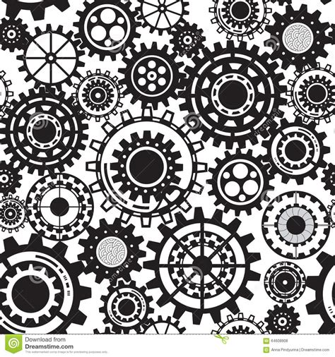 Black Gears Steampunk Seamless Pattern Stock Vector Illustration Of
