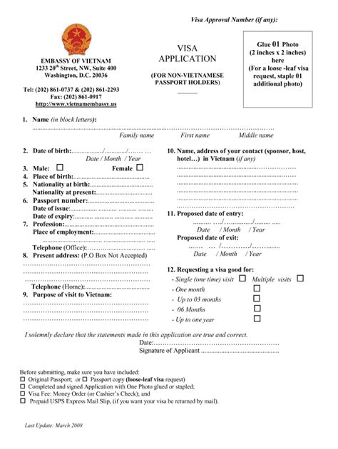 Vn Visa Application 2008 2022 Fill And Sign Printable Template Online