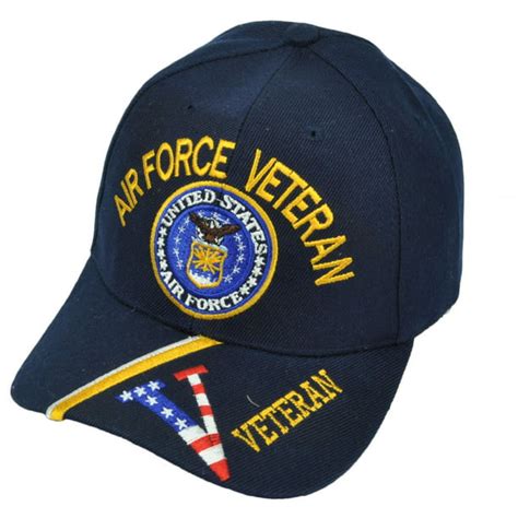 United States Air Force Veteran Vet Blue Adjustable Hat Cap Striped