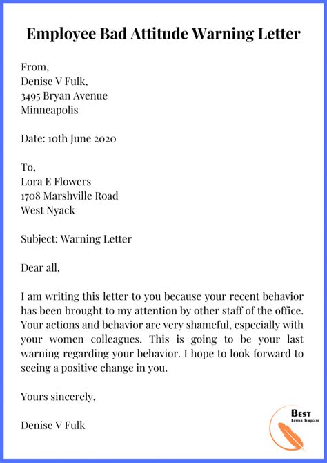 Warning Letter Template Format Sample And Example In Pdf And Word