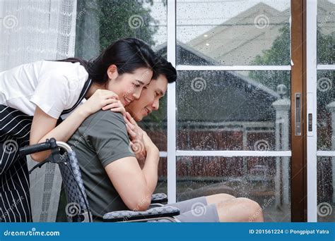 The Wife Caring For Sick Husband At Home In Bed Royalty Free Stock