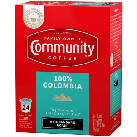 Community® Coffee 100 Colombia Medium Dark Roast Single Serve 24 Ct Box