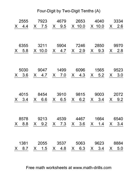 You can do the exercises online or download the worksheet as pdf. Free Printable Multiplying Decimals Worksheets | Free Printable