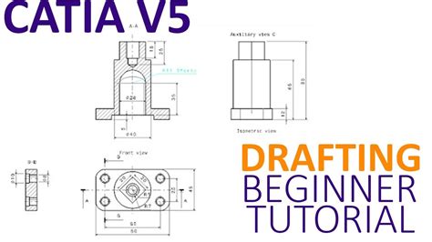 Catia V5 Drafting Beginner Tutorial How To Create A 2d Using Drafting