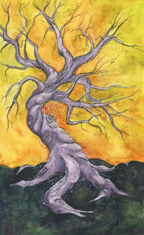 Twisted Tree Mixed Media Painting Fine Art Print Fantasy Etsy