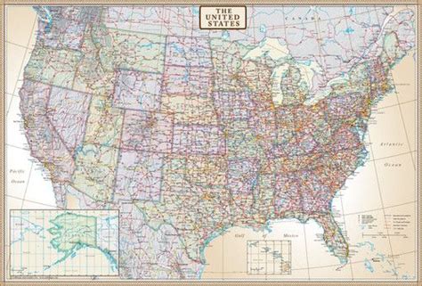 Swiftmaps United States Map Us Usa Wall Map Poster Mural Executive