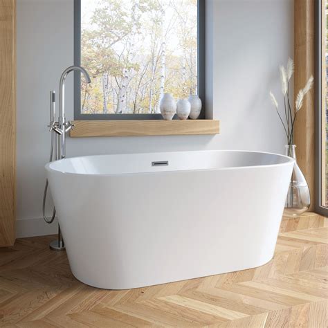 1500 Modern Freestanding Bath Double Ended Overflow Waste White Acrylic