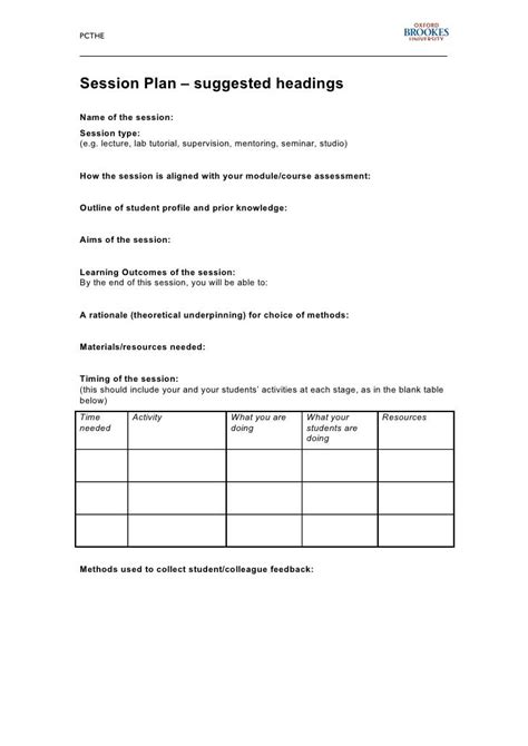 Session Planning Template