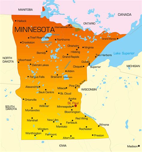 Mn State Map With Cities Map