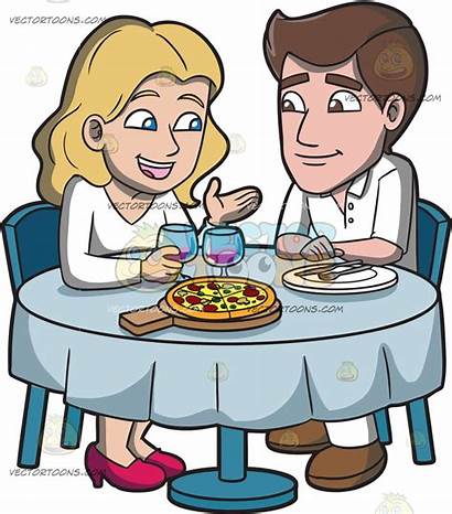 Couple Clipart Lunch Sharing Young Eating Cartoon