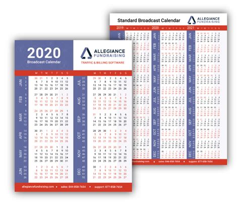 2020 Standard Broadcast Calendar