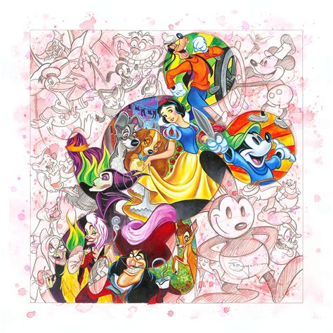 Colorful Characters Disney Giclee On Canvas By Tim Rogerson