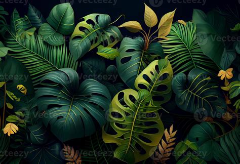 Photo Tropical Leaves Background Jungle Rainforest Plants Wallpaper