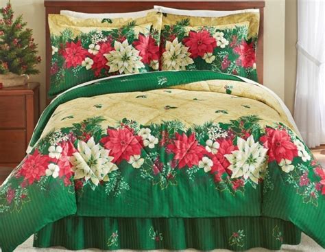 Reversible Christmas Poinsettia Comforter Set Multi King Christmas