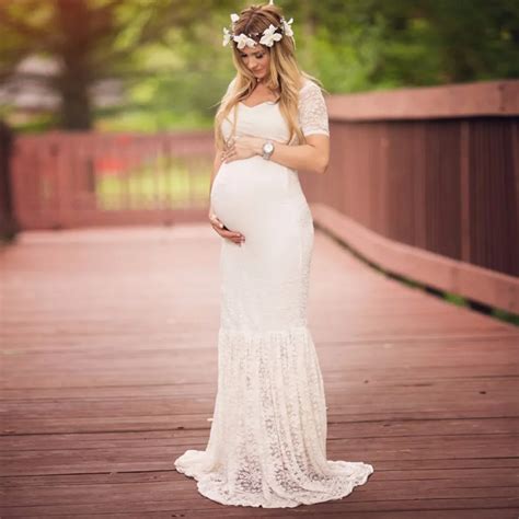Puseky Maternity Photography Props Maternity Dresses Plus Size Lace Fancy Pregnancy Dresses