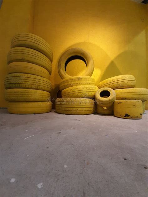 Yellow Tires On The Floor Stock Photo Image Of Floors 210661324