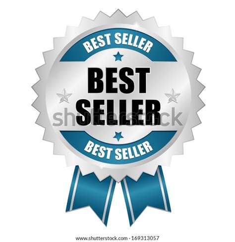 Blue Metallic Best Seller Badge Ribbon Stock Vector Royalty Free
