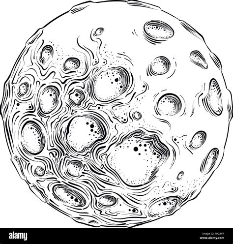 Hand Drawn Sketch Of Moon Planet In Black Isolated On White Background