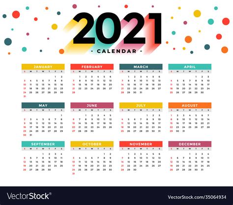 Modern 2021 New Year Calendar Design Template Vector Image