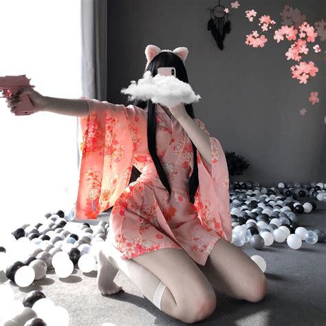 Japanese Sexy Lingerie Kimono Pink Bathrobe Sleepwear Seduction