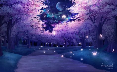 Sakura Tree Background Anime Night Pin On Backgrounds Oct 02 2016